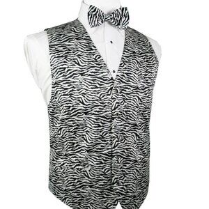 Zebra Stripes Tuxedo Vest and Bow Tie